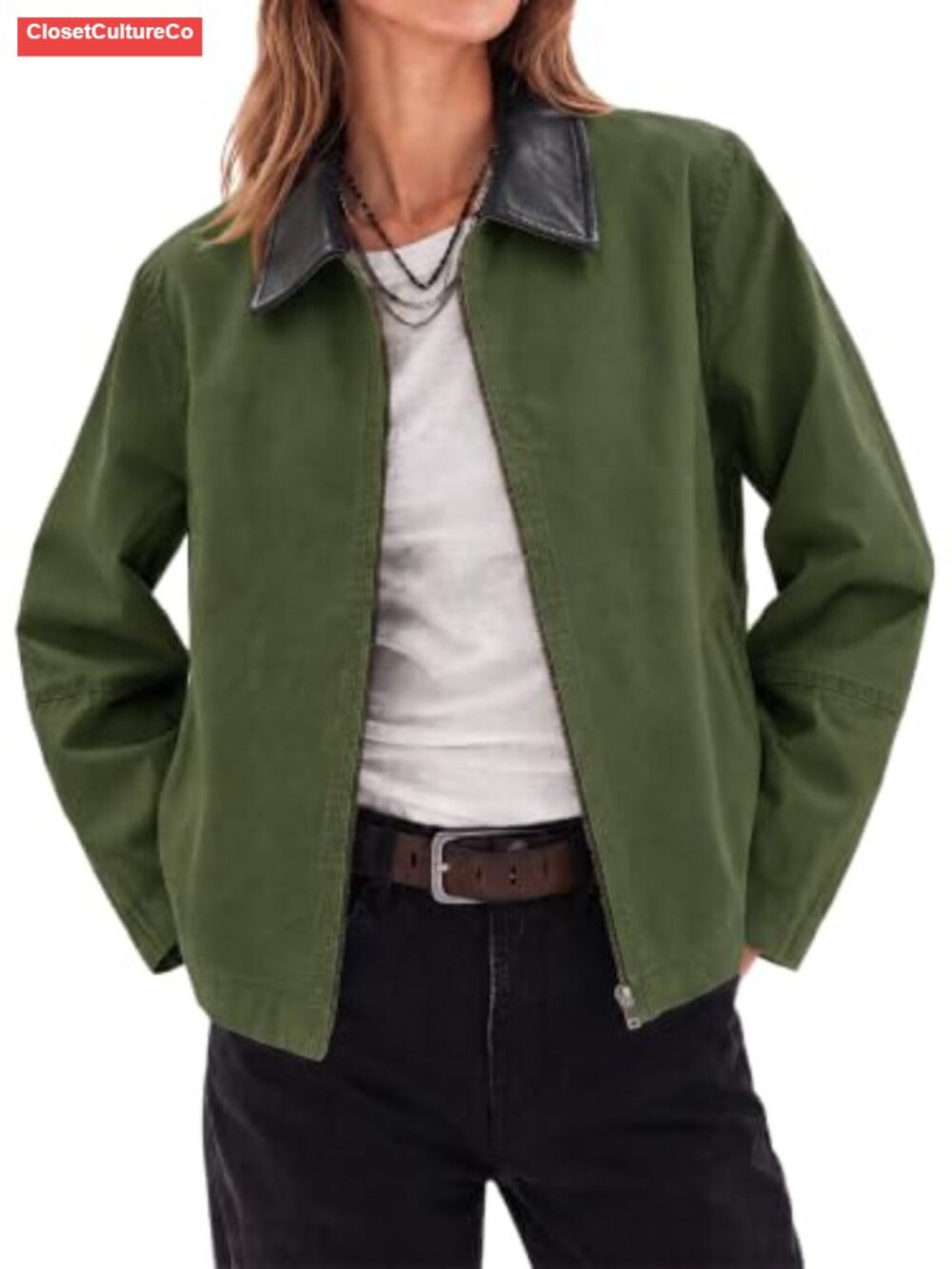 Oversized Cotton Canvas Barn Jacket Zip Up Lightweight Utility Coat